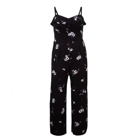 Torrid Black Floral Wide Leg Ruffle Jumpsuit Romantic, Feminine, Cottagecore NWT - Picture 4 of 10